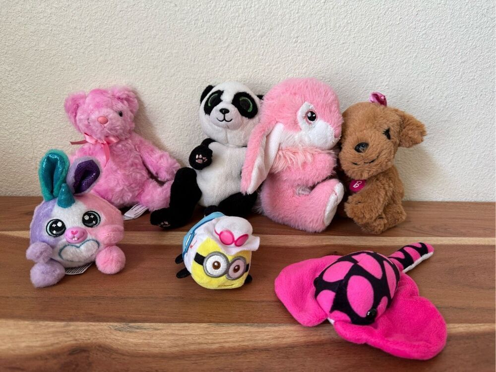 Plush toys Barbie puppy bunny rabbit ray minion TY baby panda bear unicorn bundl
